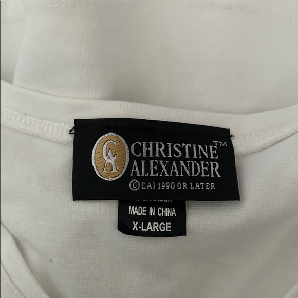 Christine Alexander White Cotton 3/4-Sleeve Wine A lot Blouse Top **Size XL** 🍷🍷 - Picture 5 of 5